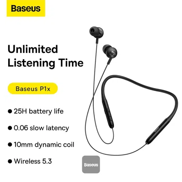 BASEUS Bowie P1x Neckband Headphones Bluetooth 5.3 Wireless Earbuds - Image 3
