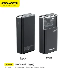 Awei P109K 30000mAh Type C PD65W Fast Charge Powerbank 6 MONTHS OFFICIAL WARRANTY