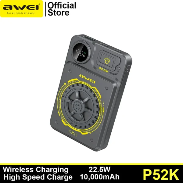 Awei P52K 10000mAh Wireless Charging 22.5W Fast Charging Powerbank