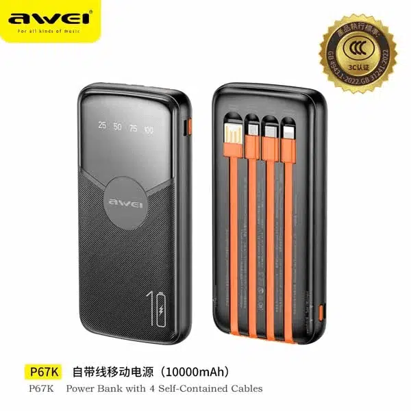 Awei P67K 10000mah Multiple Output Power Bank