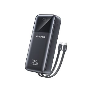 AWEI P107K 20000mAh PD22.5W Power Bank With Built-in Cable