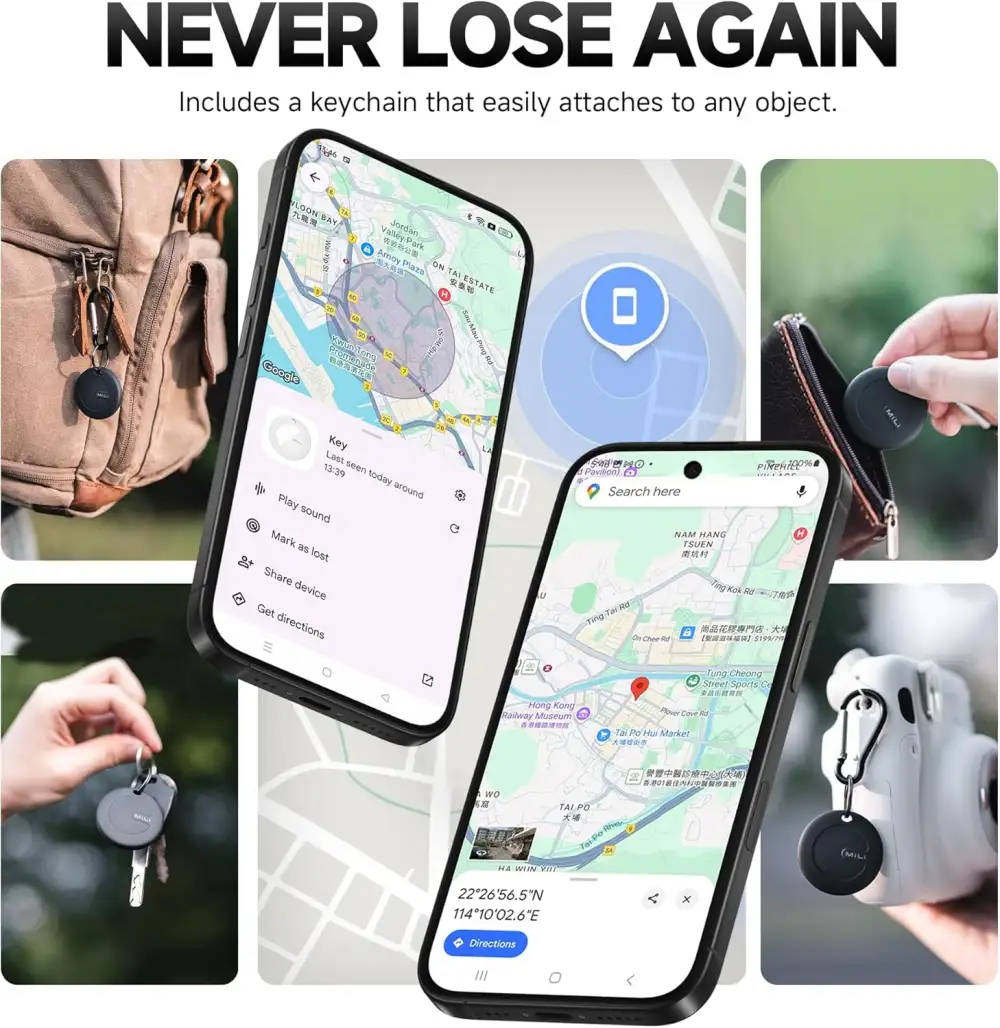 MiLi MiTag Duo Smart Finder for both Android & iOS – replaceable battery, Google & Apple Find My certified