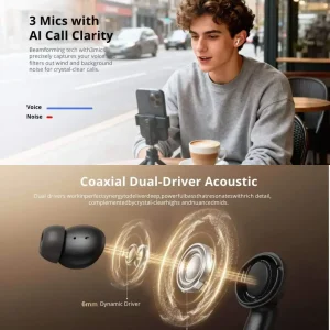 QCY MeloBuds N60 Adaptive Noise Canceling Wireless Earbuds