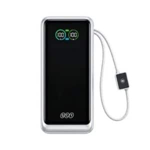 QCY HyperCharge PB20E 20000mAh 65W Power Bank with TFT Display & Built-in Cables